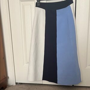 Tory Sport White, Navy & Light Blue Colorblock A-Line Skirt